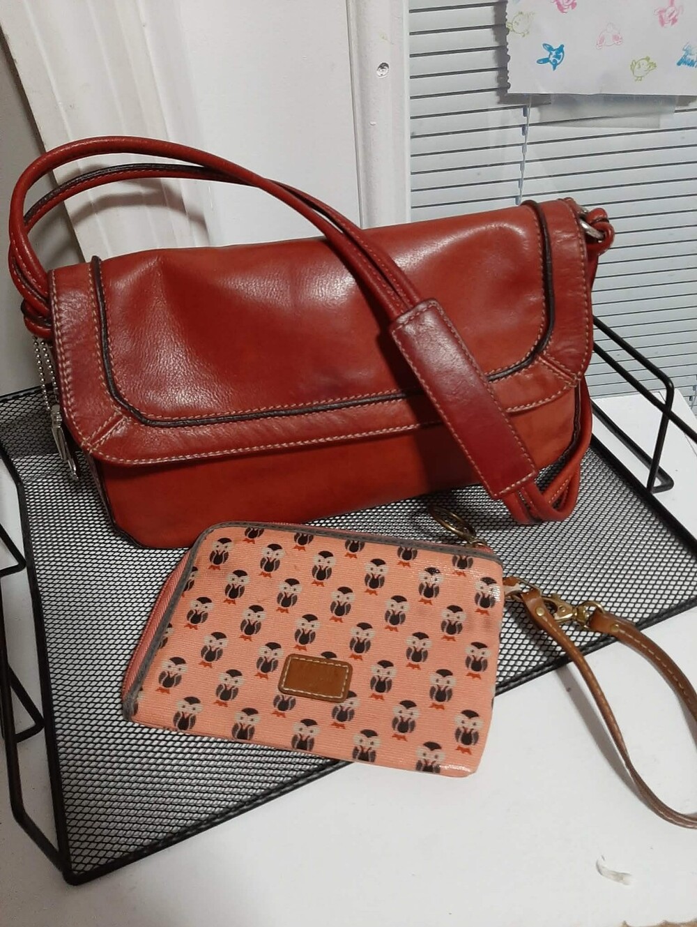 FOSSIL Y2K Leather Oxblood Baguette & Wallet/Wristlet 2 Pc Set